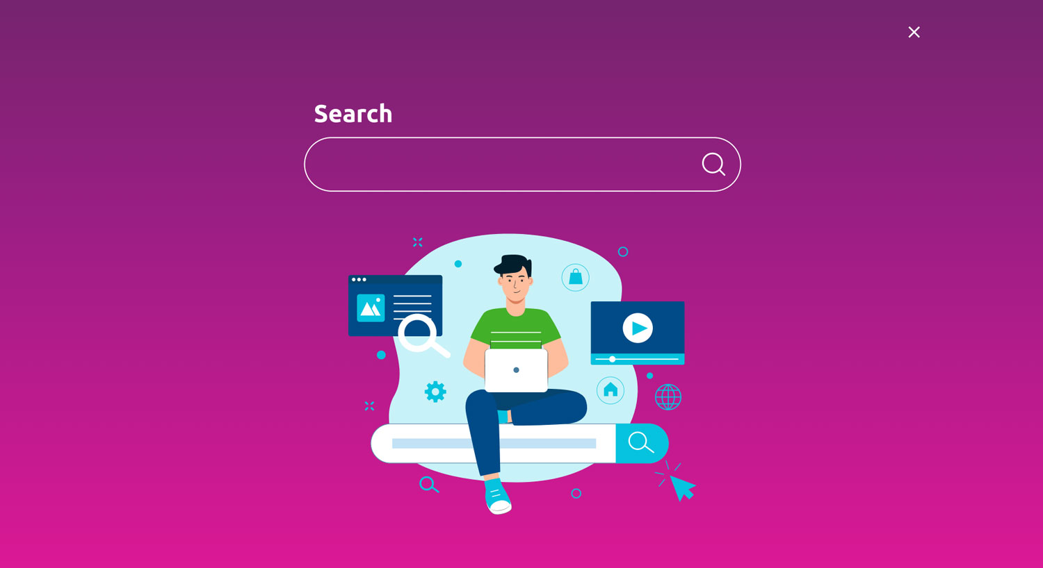 Design for SBM's website search bar, highlighting use of gradient colors and vector artwork