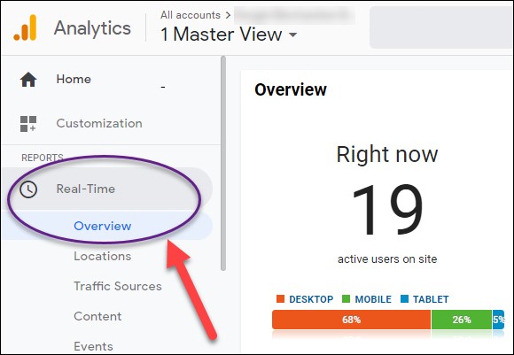 GA Real Time Visitor Counter