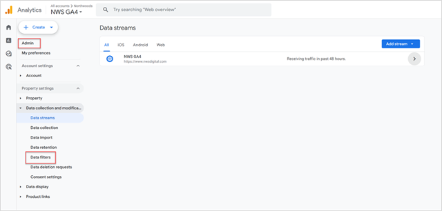 Data filters access in GA4
