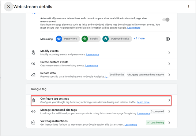 Accessing Tagging Settings in GA4