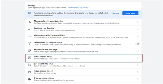 Define internal traffic in GA4