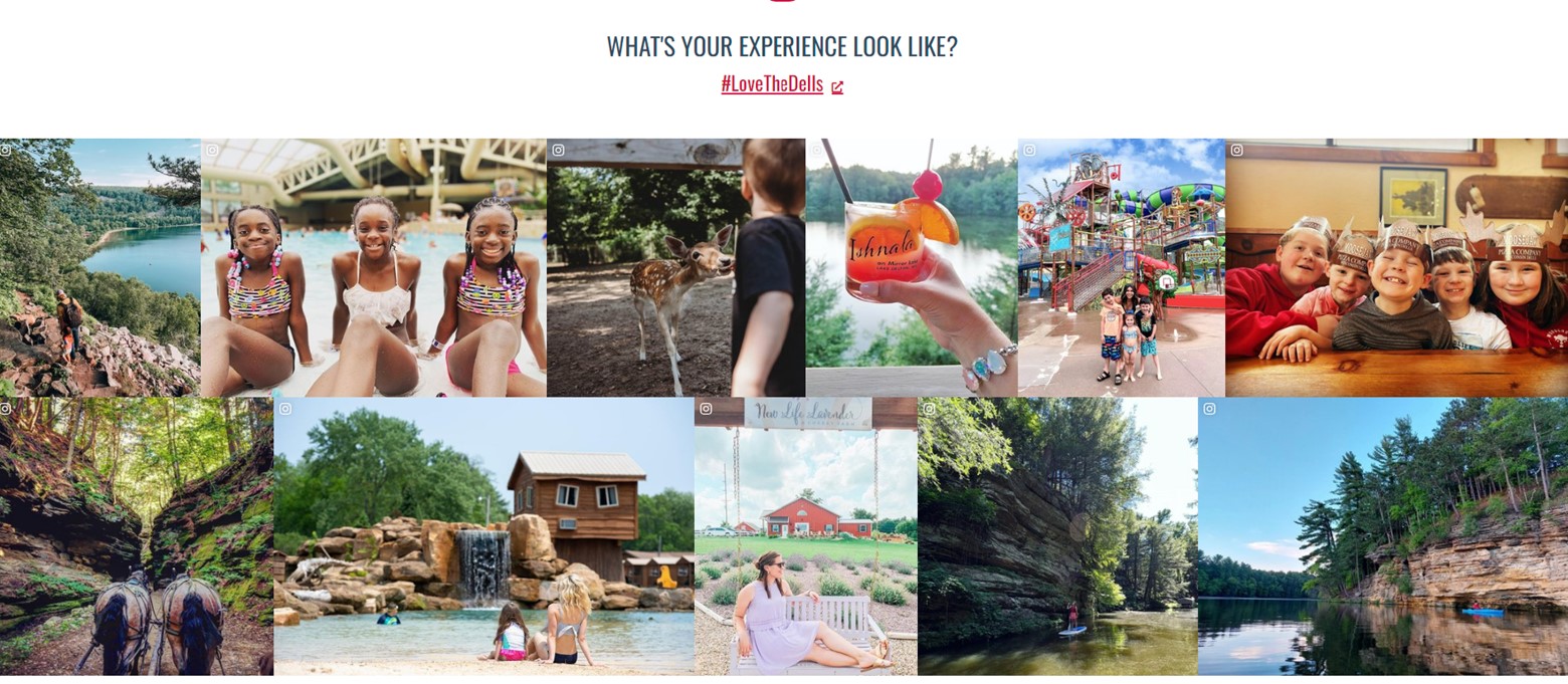 An example of user-generated content on the Wisconsin Dells Visitors & Convention Bureau website.