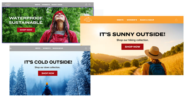 An example of contextual and adaption display on a website